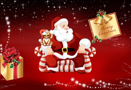 Santa's wishes - pretty, gifts, snowflakes, presents, bells, joy, santa claus, wishes, holiday, red, merry christmas, nice, decoration, beautiful, letter, lovely, christmas, colorful, funny, lights, animals