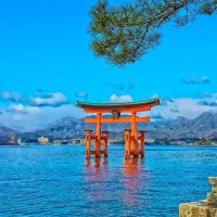 itsukushima shrine ina bay in japan hdr