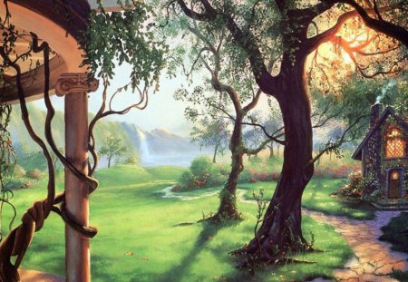 beautiful cottage - animation, fantasy, people, beautiful, photography, entertainment, other