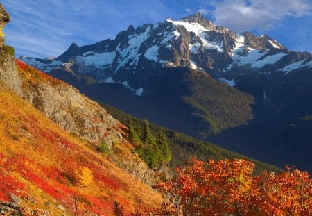 mount shuksan fro aster butte washington - valley, butte, mountain, autumn