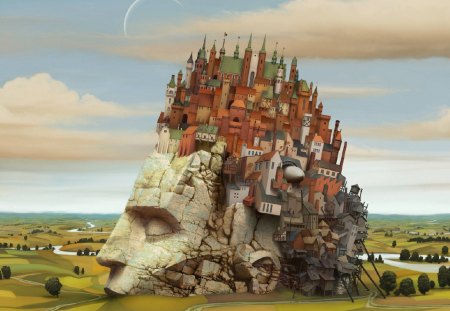 city in the head - abstract, 3d, fantasy, i camp city