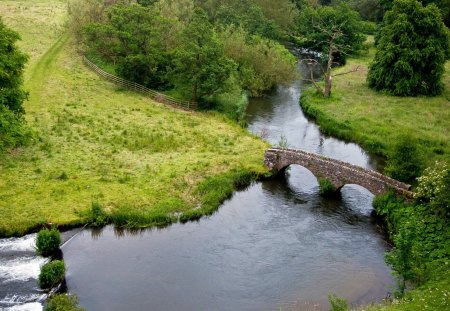 small bridge crosses the river