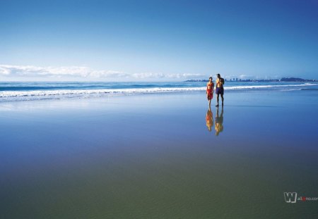 couple walking on the beach - beach, walking, sand, couple