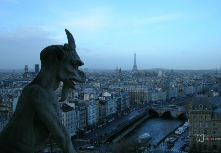 guarding the city - city, gargola, ghotic, guarding