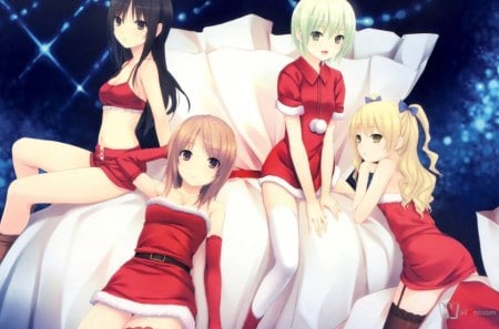 christmas anime - white, red, anime, christmas