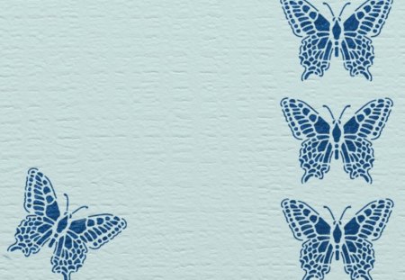 blue metallic butterflies - blue, border, butterflies, background, metallic