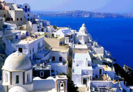 Santorini Cyclades Island - sky, photography, pic, image, hotels, cyclades, white, aegean, santorini, color, houses, islands, summer, wallpaper, greek, greece, picture, colour, wall, blue, island, sea, photo