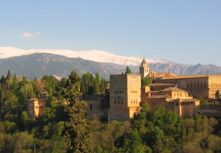 Sunset Over The Alhambra - spain, christian, carlos v, andalucia, muslim, arabic, fortress, la alhambra, architecture, granada