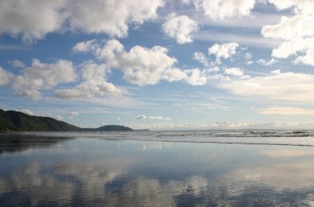 Desert beach - sky, desert, clouds