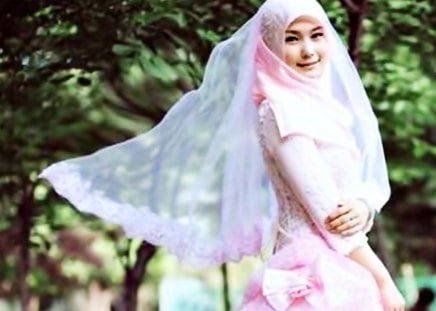 Pink Bride - love, girl, pink, pastel, green, sweet, lovely