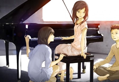 Piano Classes - piano class, boy, girls, anime