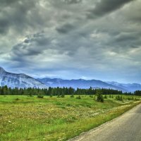 road along a mountain range hdr