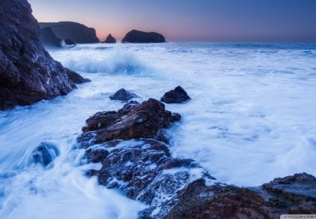 rodeo beach in golden gate park - beach, sky, surf, rocks