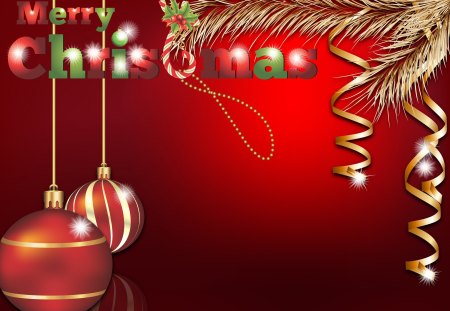 Merry Christmas - nice, joy, lopvely, winter, christmas, balls, pretty, merry christmas, red, wishes, beautiful, holiday, ribbon, tree, decoration