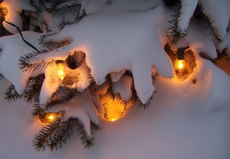 lights - christmas, winter, decoration, lights, snow