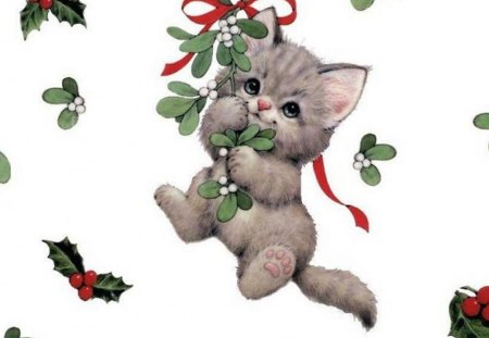 Christmas cat - cat, cute, christmas, kitten