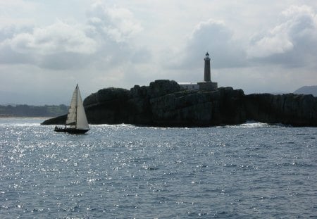 Sailing around - boats, lake, lighthouse, sailboats