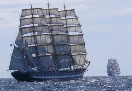 tall ships - lake, boats, cool, sailboats