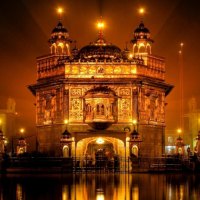 the golden temple at night in amritsar india