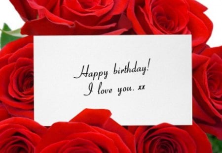 Happy Birthday - love, happy birthday, red, card, rose