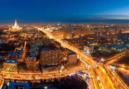 moscow, building, - night, building, moscow, russia