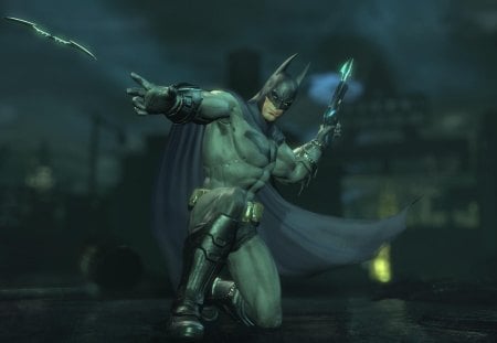 batman & batarang - batman, arkham asylum, batarang, arkham city, arkham cit, 3d, bat, awesome, dark knight rises, dark knight