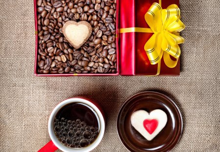 With Love - love, cup, beans, coffee