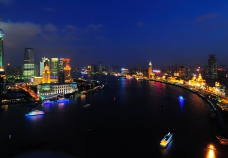 Shanghai Huangpu River - shanghai, bridge, huangpu, river