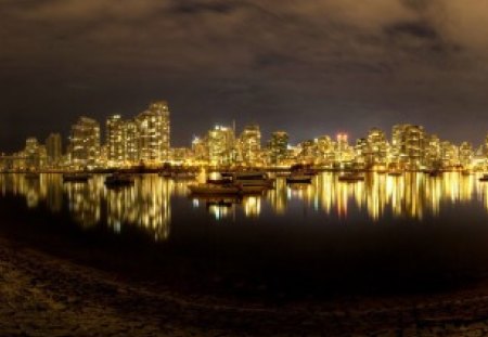 False Creek At Night - night, false, lights, creek