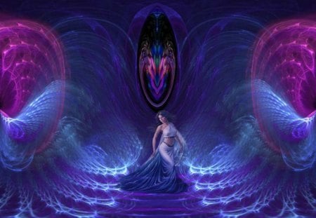 Purple Fantasy - woman, purple, fantasy, fractial