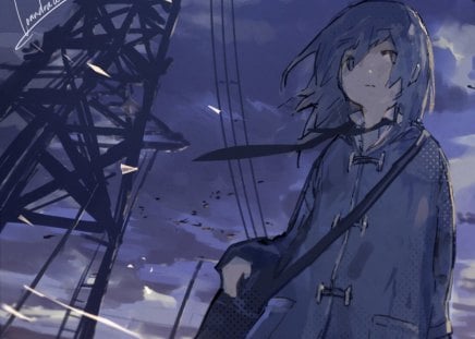 Along the Edge - anime, loudraw, girl, tower