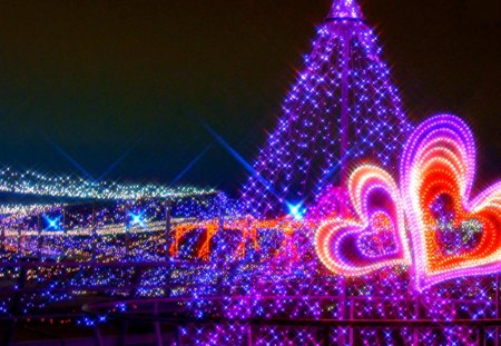 LOVE HOLIDAYS!!! - lights, sparkling, hearts, tree, christmas, new year