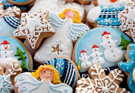 Christmas cookies - snowman, delicious, beautiful, lovely, christmas, colorful, santa, holiday, new year, cookies, yummy, nice