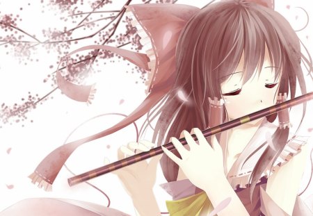 Flute Girl - flute, playing, cant think of a fourth, brown hair