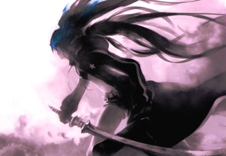 Black Rock Shooter - sword, mist n fog, cant think of a fourth, black rock shooter