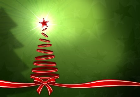 Christmas tree - new year, red, green, satr, tree, christmas