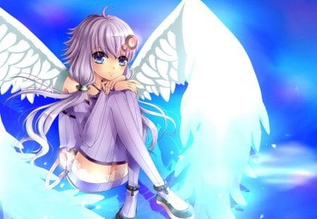 Anime angel - young, art, angel, girl, wing, anime