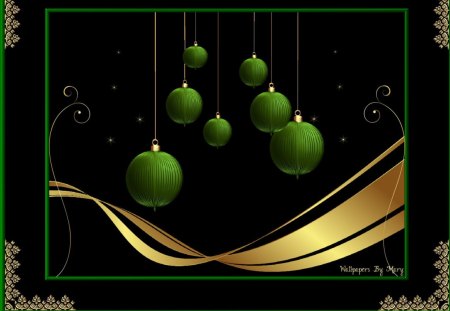 Green And Gold Christmas 1600x1200 - christmas, green, ornaments, gold, holidays, stars