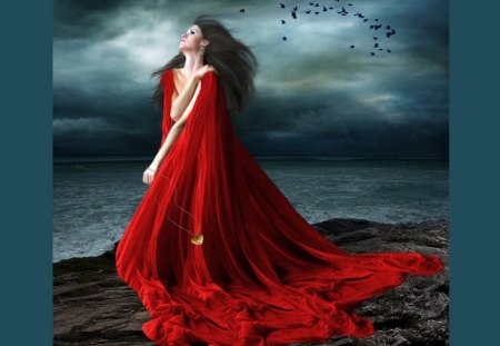 â™¥fantasy girlâ™¥ - girl, fantasy, model, red