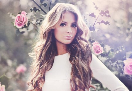 ♥beautiful girl with roses♥ - roses, girl, with, beautiful