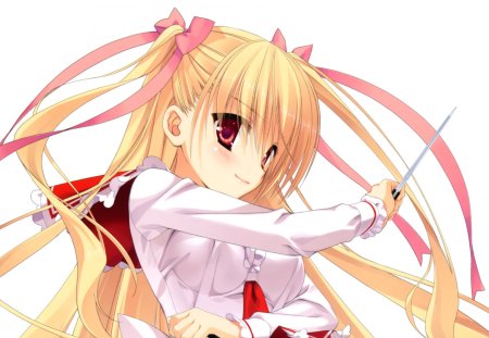 Hidan No Aria - long hair, anime, blush, weapons