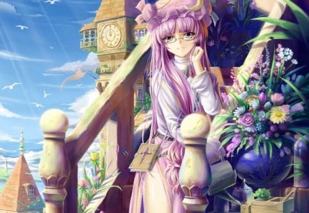 magic Garden - cross, clock tower, anime, magic book, manga