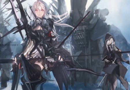 pixiv fantasia V - girl, video game, anime, armor, manga