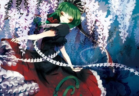 gothic girl - girl, manga, anime, cherry tree