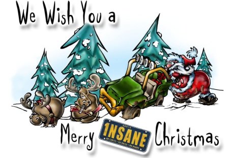 Insane Christmas - santa, reindeer, trees, truck, funny