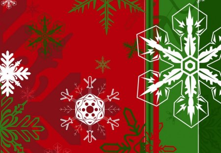 Holiday Snowflakes - colours, red, snow, winter, green, holiday, snowflakes