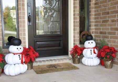 ๑♥๑ Christmas Entry ๑♥๑ - winter, pumpkins, forever, interesting, christmas entry, lovely, love, poinsettia flower, original snowman, black, white, nature, red