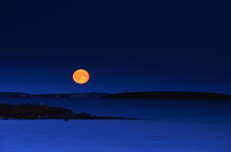 moon rising - plains, moon, night, winter