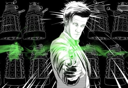 Eleventh Doctor and the Daleks - matt smith, the doctor, doctor who, daleks, eleventh doctor