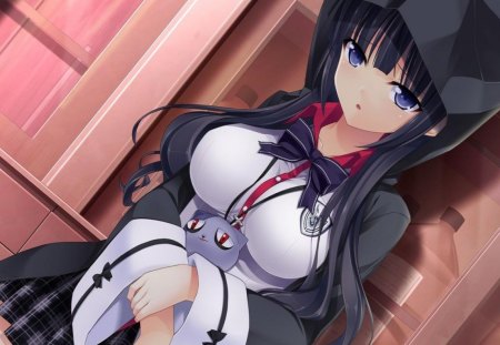 Chuning Lover - school uniform, girl, game, cat, cg